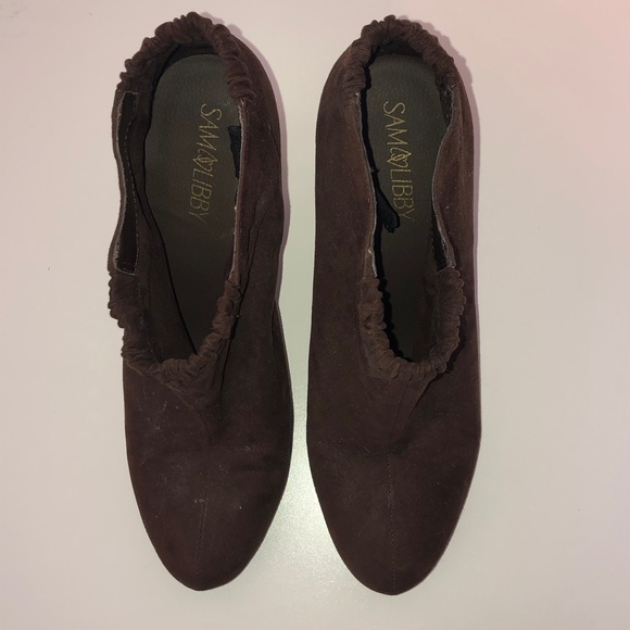 Sam & Libby Brown Heeled Ankle Booties Shoes ((9)) - Picture 5 of 7